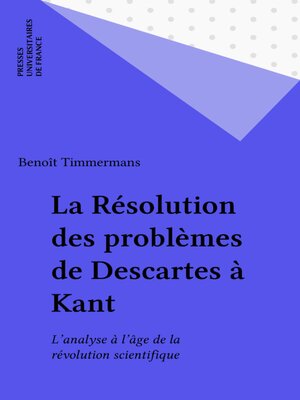 cover image of La Résolution des problèmes de Descartes à Kant